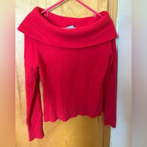 Antonio Melani red cashmere off the shoulder sweater